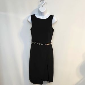 Black faux wrap midi dress